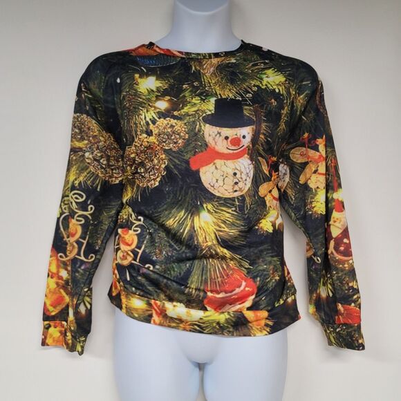 Ladies Christmas Print Loose Long Sleeve Round Neck Pullover Top SZ 3X Fits XL - Picture 2 of 5
